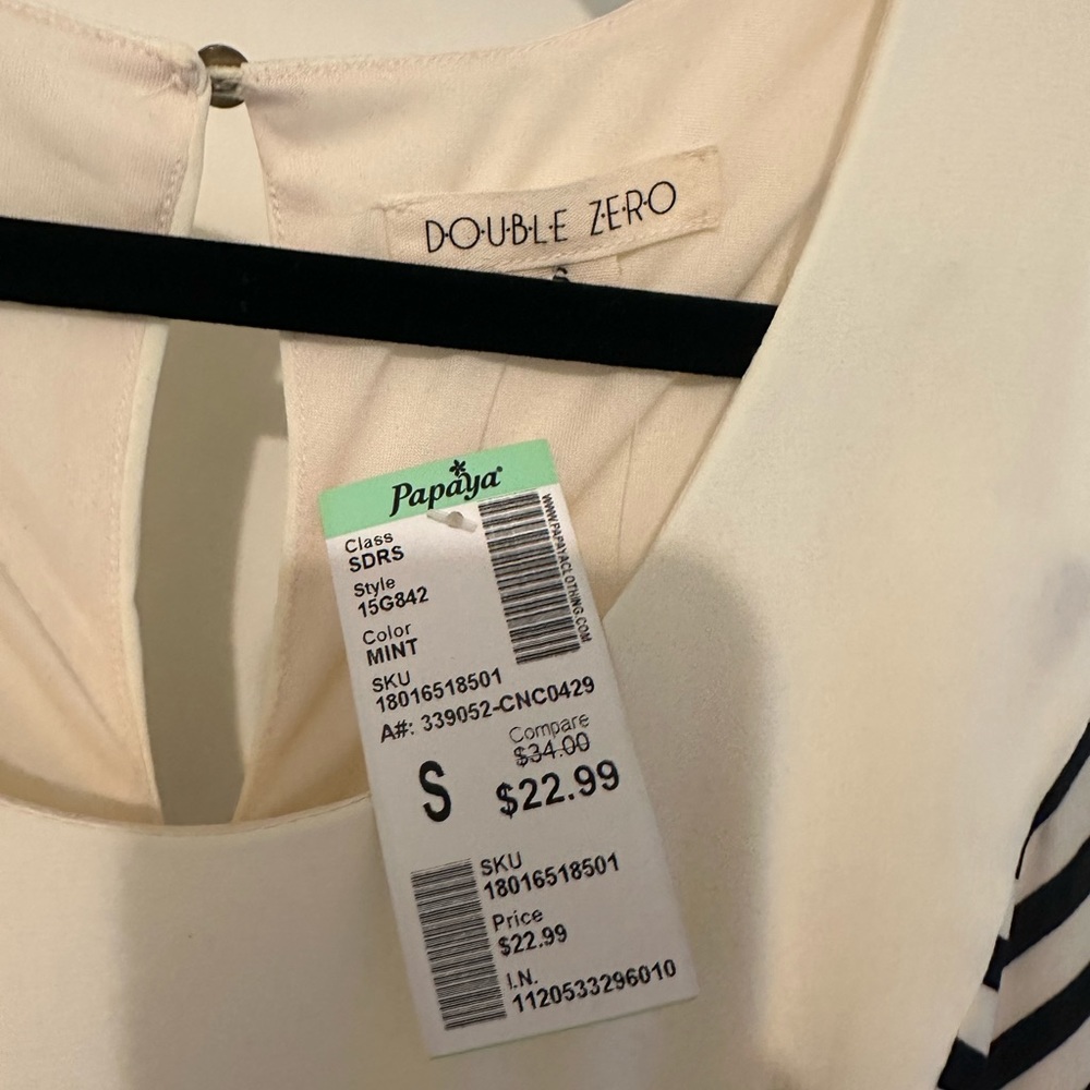 Double Zero Papaya cream/mint chevron sleeveless dress with pockets - Picture 4 of 4